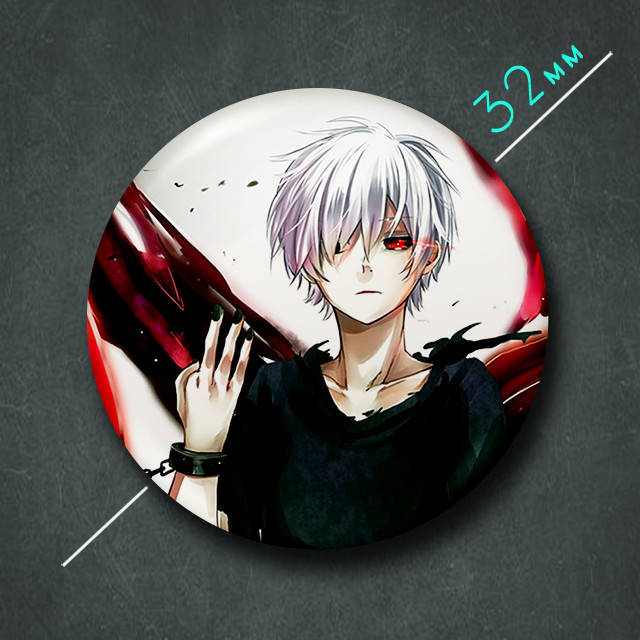 

"Кэн Канэки (Токийский гуль / Tokyo ghoul)" значок круглый на булавке Ø32 мм