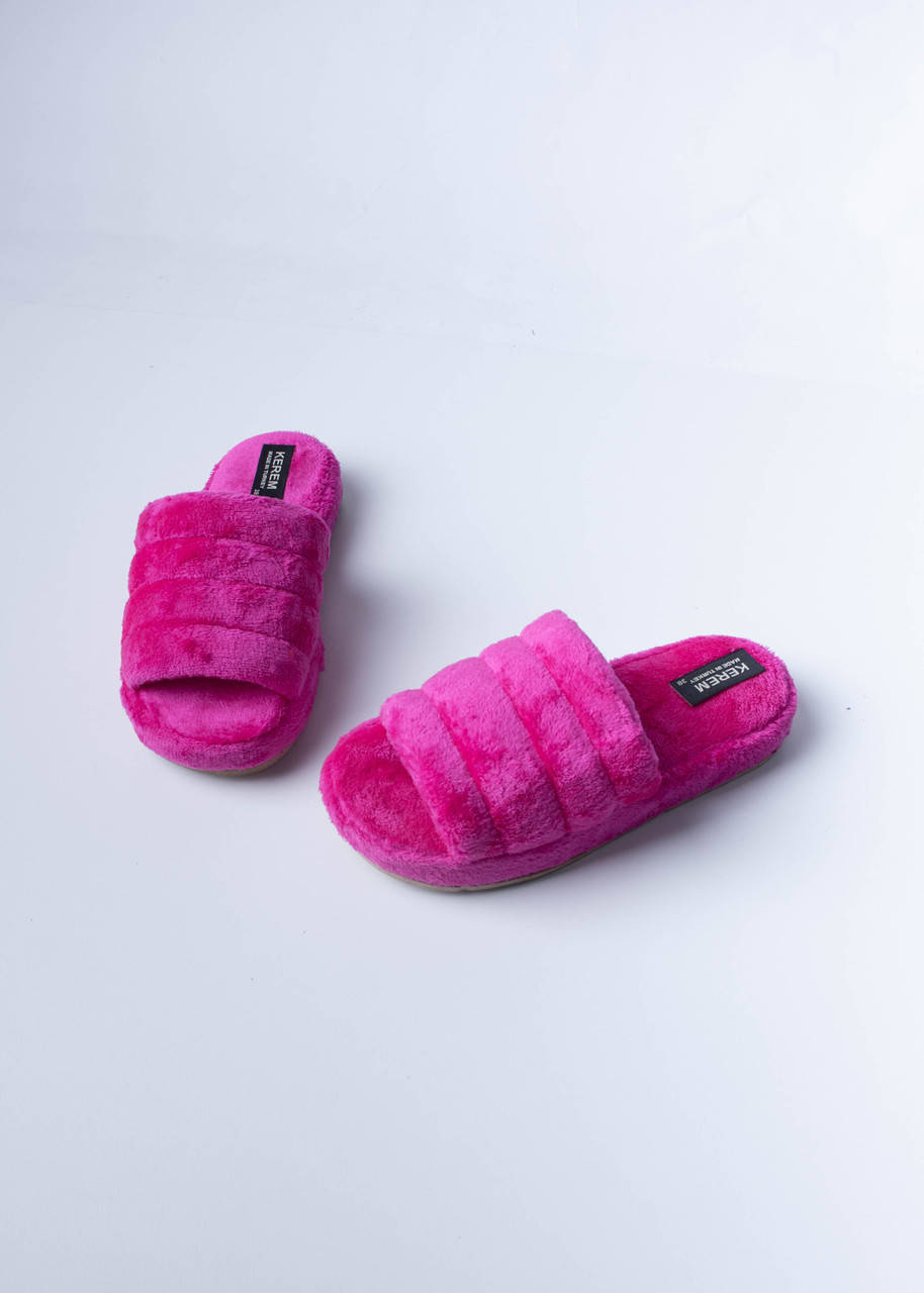 

Тапки домашние женские, велюр открытые на мягкой подошве 36-40, малиновый 38