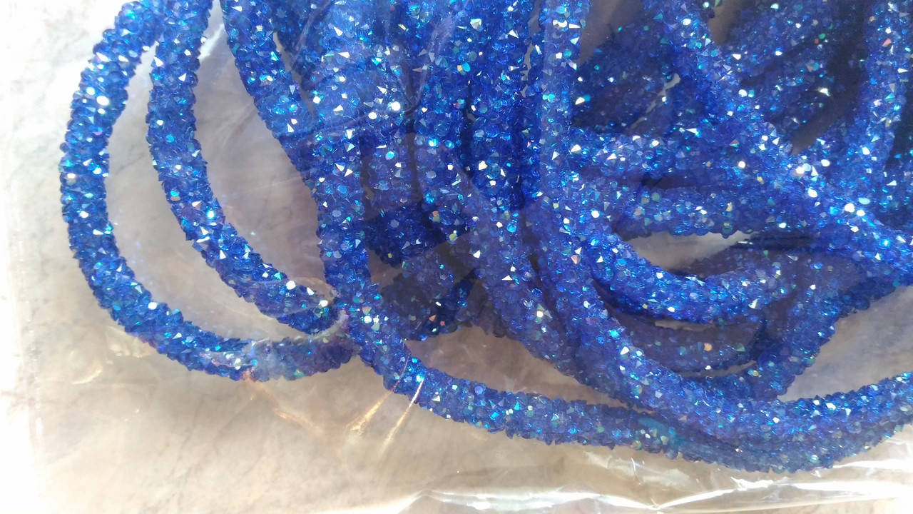 

Полый стразовый шнур электрик хамелеон 0,5 м, Синий