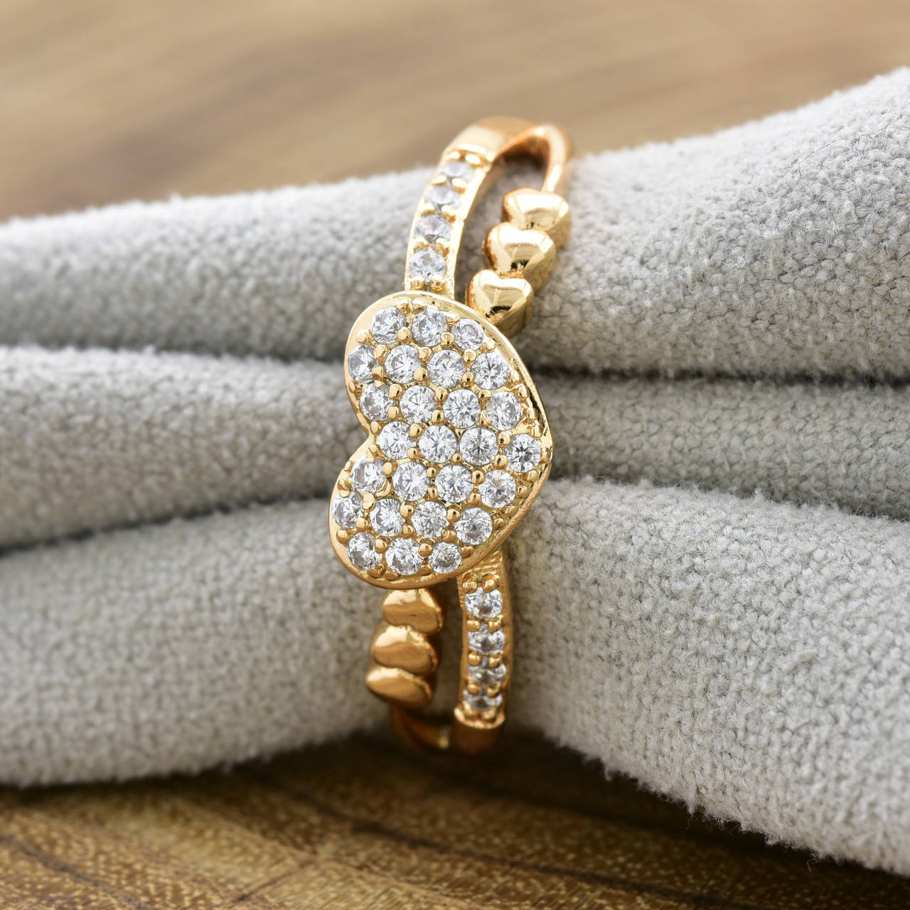

Кольцо Xuping 13880 ширина 8 мм фианит позолота 18K размер 19