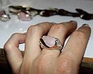 Каблучка срібна жіноча з каменем рожевим кварцом "Теммі" Перстень срібло 925 проби, фото 2