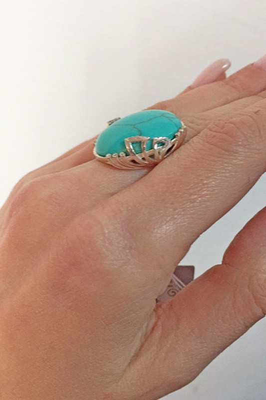 Жіночий срібний перстень «Орінго» з великою бірюзою, фото 1
