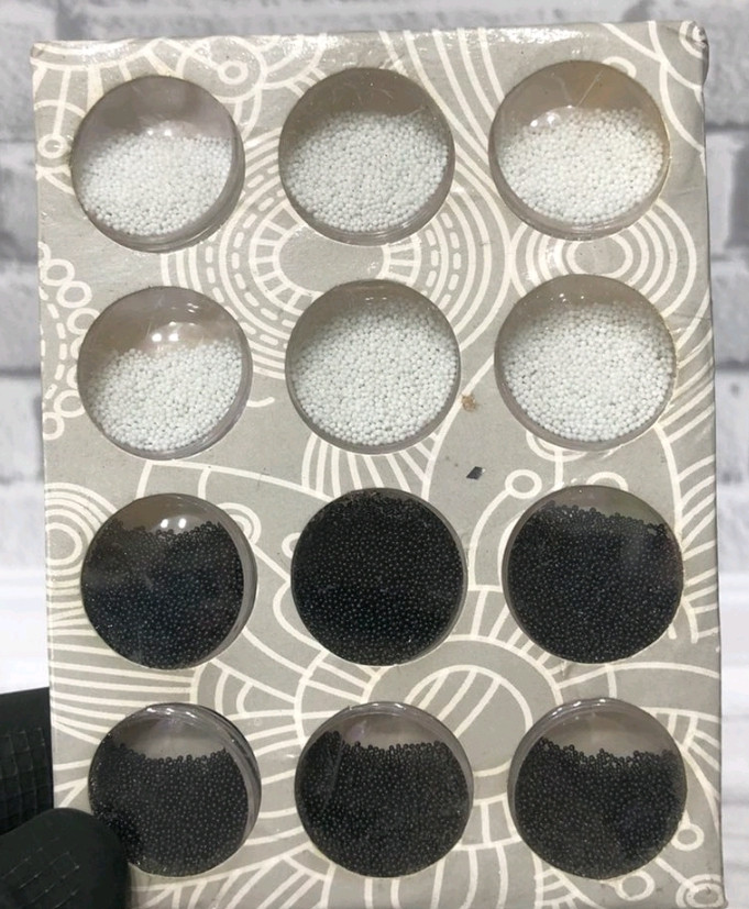 Набір бульйон для нігтів ікринки декор бульйонки NBCW чорний-білий