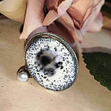 Срібний перстінь із дендроопалом меринітом і перлиною, розмір 18, фото 6