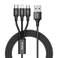 USB кабель Baseus Rapid 3in1 microUSB / Lightning / TypeC 3,5 A 1,2 m Black (CAMLT-SU01)