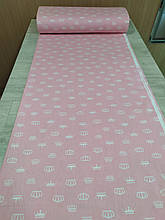 Турецька натуральна тканина люкс бежевий корони на рожевому фоні 100% бавовна для постільної білизни, пелюшок