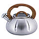 Чайник Kamille Дерево 3л з нержавіючої сталі зі свистком і скляною кришкою для індукції KM-0671, фото 9