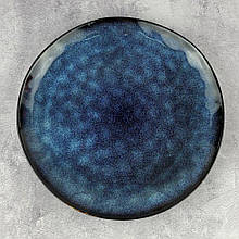 Велика керамічна тарілка, страва синього кольору "Глибина" 27,5 см