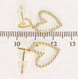 Сережки Xuping QQMM Позолота 14K пусети "Сердечки з цирконієм", фото 3