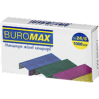 Скобы Buromax № 24/6 цветные 1000 шт.BM.4422