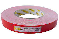 Стрічка двостороння Unifix 19 мм x 10 м спінена біла (PN-1910W)