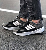 Мужские Кроссовки Adidas Black-Grey-White на Пенке Легкие Адидас 40 размер (25.5см стелька) (последний)