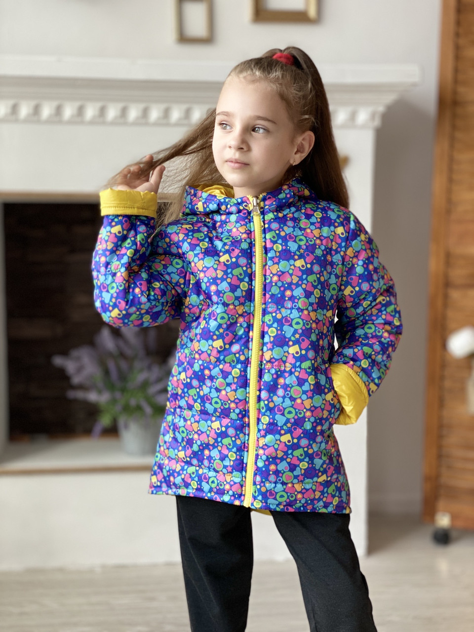 Курточка для дівчинки дитячий демісезонний, двостороння