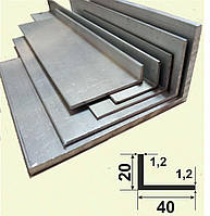 Уголок алюминиевый 40х20х1,2 разнополочный разносторонний 3,0 м.