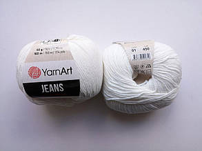 Пряжа для в'язання Джинс білий 01, 1 моток 50г