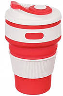 Чашка складна силіконова Collapsible 5332 з кришкою 350мл, червона