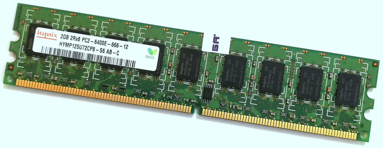 Оперативна пам'ять з корекцією помилок ECC Hynix DDR2 2Gb 800MHz 6400E CL6 (HYMP125U72CP8-S6 AB-C) Б/В