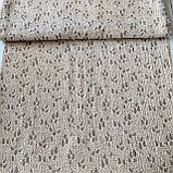 Тканина муслінова жата двошарова гілочка з листочками на бежевому, ш. 140 см, фото 2