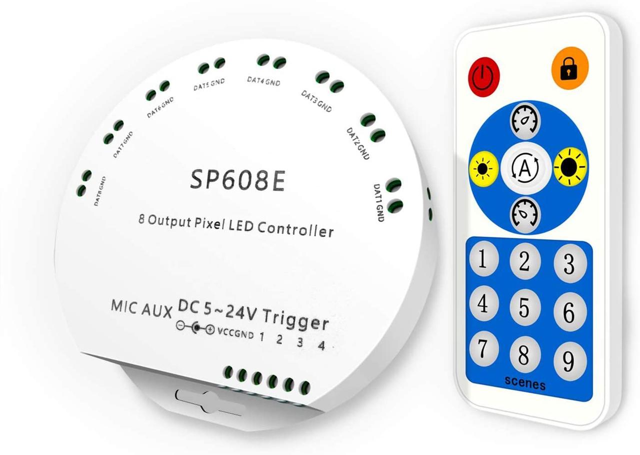 8-канальний Bluetooth контролер SP608E для адресованої світлодіодної стрічки