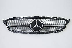Решітка радіатора на Mercedes C-Class W205 2018-2020 рік Diamond ( Чорна з хром вставками )
