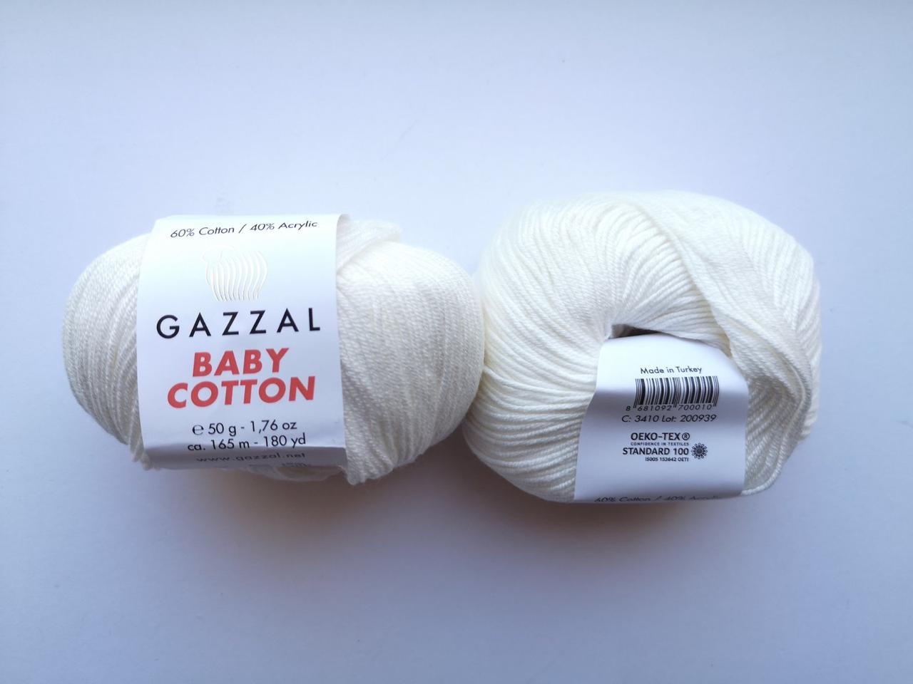 Пряжа для в'язання Бебі Коттон Gazzal Газзал (Cotton Baby Gazzal) 3437 молоко, фото 1