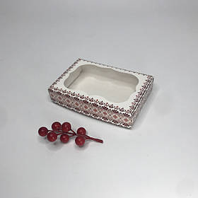 Коробка для пряника, 150*100*30 мм, з вікном, "Вишиванка"