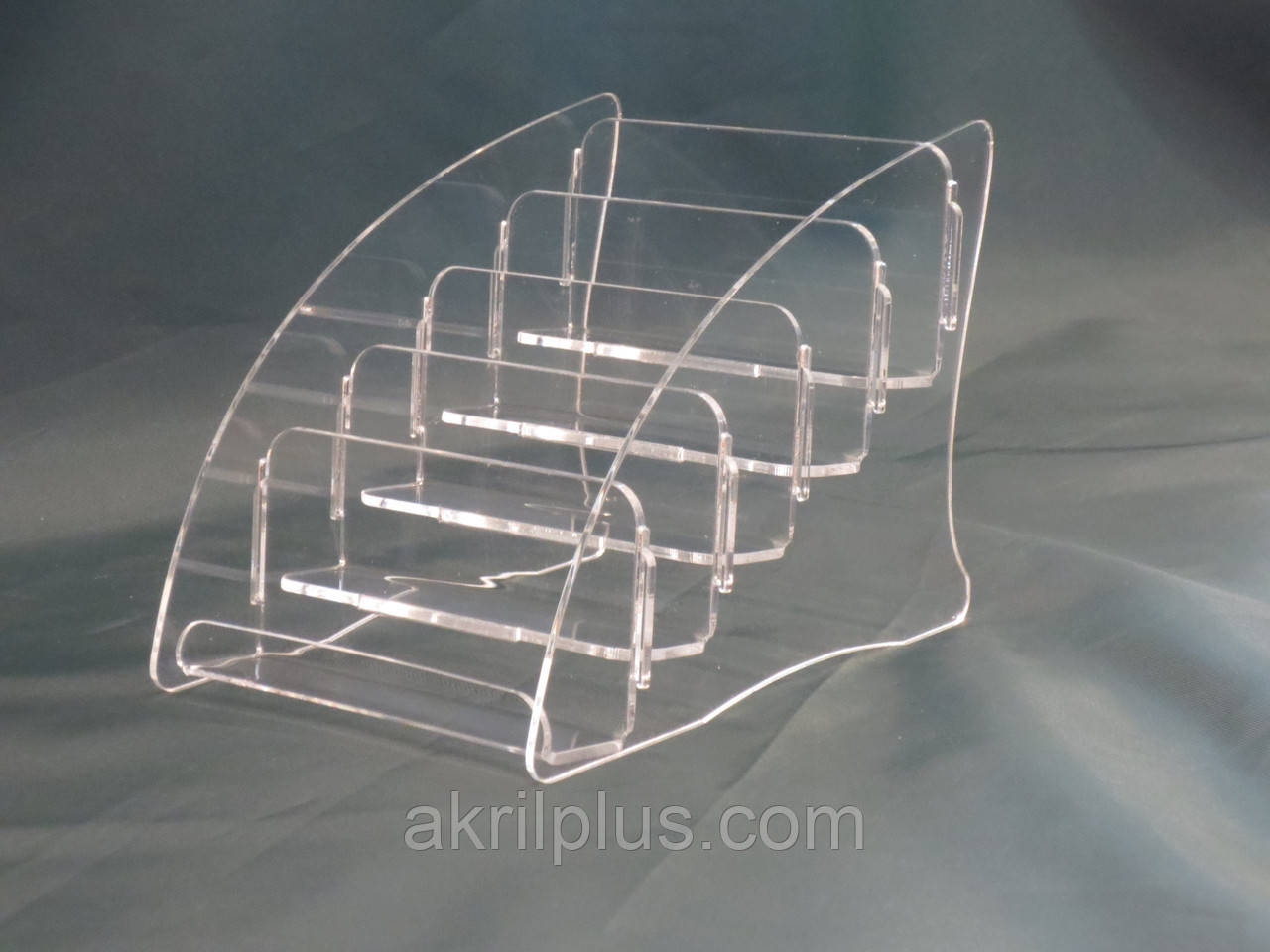 Підставка під візитки багатоярусна на 5 відділів прозора, фото 1