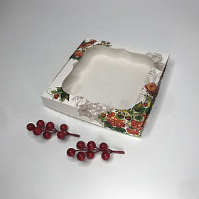 Коробка для пряника, 200*200*30 мм, з вікном, "Калина"