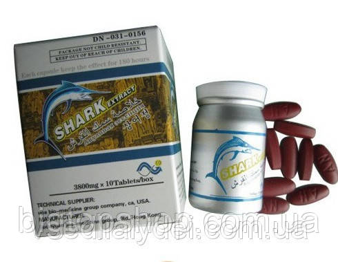 Таблетки для потенції препарат для підвищення потенції Shark extract Акуляча есенція 10 таблеток упаковка