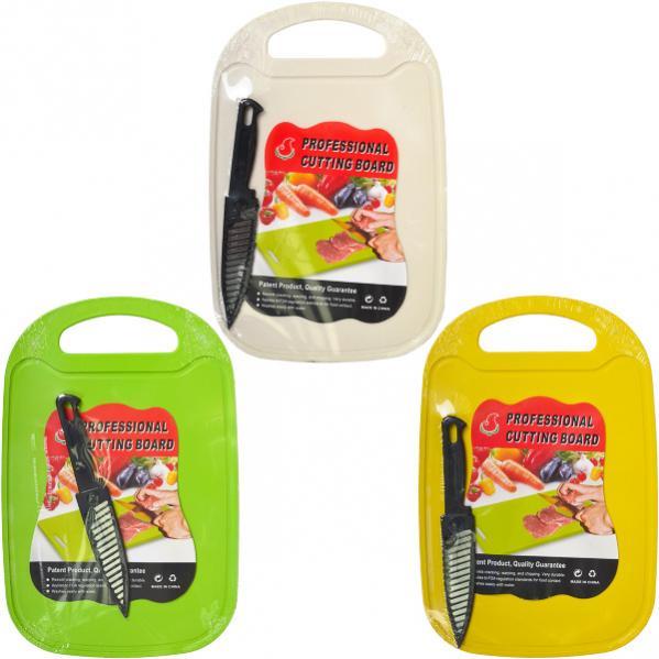 Дошка обробна з ножем "Овочі" 32,5*22 см 3-78 KNZ