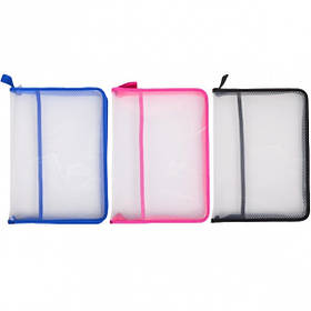 Папка А4 на змійці 305-З сіточкою прозора 3 кольори KNZ