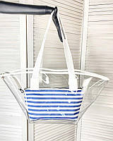 Пляжная большая силиконовая сумка Welassie с клатчем, Прозрачная женская сумочка шоппер с ручками на плечо