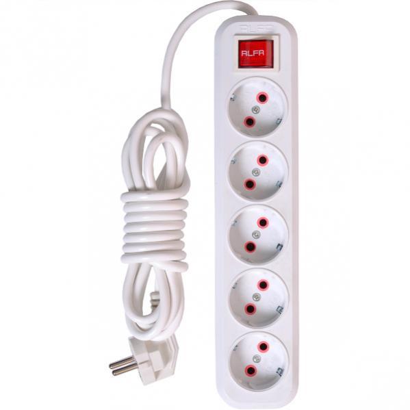 Електроподовжувач з вимикачем на 5 гнізд 3м KNZ