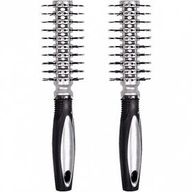 Щітка "скелетна" кругла, рідкісні зуби двоколірна 22см KNZ