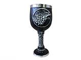 Бокал Старків 200 мл — винний келих у стилі Гри престолів, з гербом вовка, фото 3
