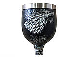 Бокал Старків 200 мл — винний келих у стилі Гри престолів, з гербом вовка, фото 6
