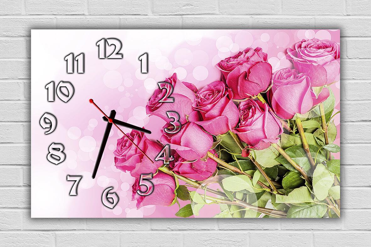 Необычные настенные часы, настенные часы в гостиную, настенные комнатные часы, подарки для дома Букет роз, - фото 1 - id-p1122139820