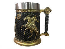 Кухоль Чашка 3D Skull Mug Череп пивний кухоль Лицар на коні 3D Лицарю Хрестоносець