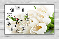 Оригинальные настенные часы, авторские настенные часы, часы в спальню, подарок для всей семьи Белые тюльпаны,