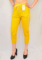 Жіночі трикотажні яскраві капрі Бриджі літні Kenalin Жовтий, XL/2XL, фото 2