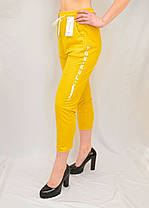 Жіночі трикотажні яскраві капрі Бриджі літні Kenalin Жовтий, XL/2XL, фото 3