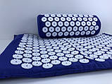 Масажний килим акупунктурний з подушкою для спини (синій), фото 3