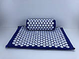 Масажний килим акупунктурний з подушкою для спини (синій), фото 4