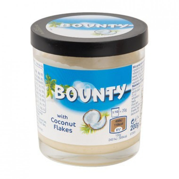 Шоколадно-кокосова крем-паста Bounty, 200 г, Голландія (Нідерланди), білий шоколад з кокосовими пластівцями, фото 1