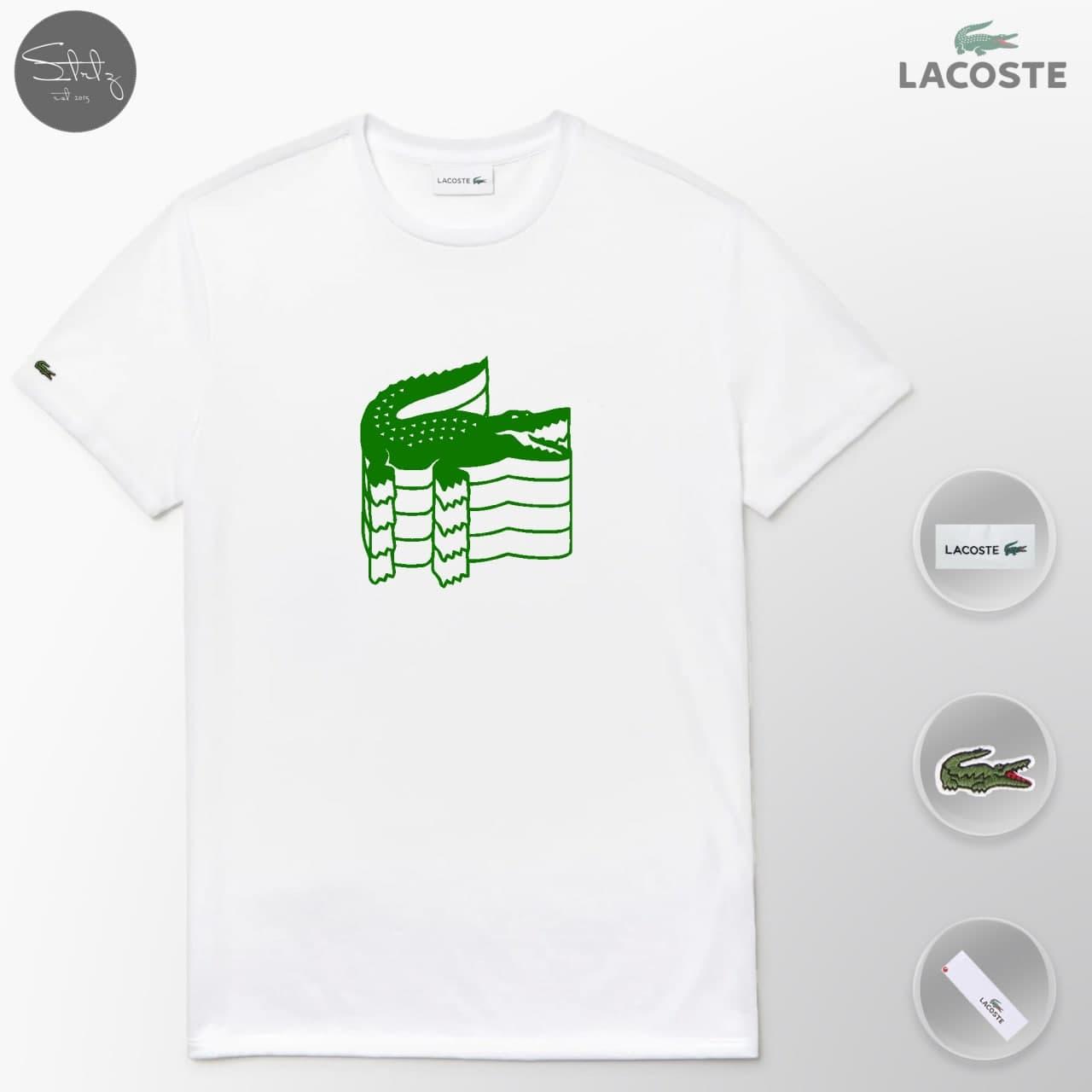 Чоловіча біла футболка з крокодилом лакост/Lacoste