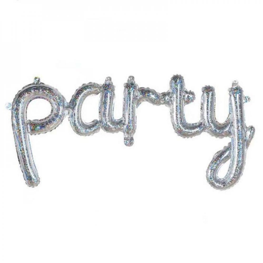 Гірлянда фольгована срібло голограма "party, вечірка"