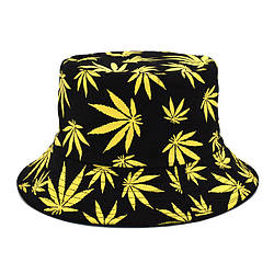 Панама Black Unisex Onesize Panama Hat With Yellow Weed Leafs - PF1114A1