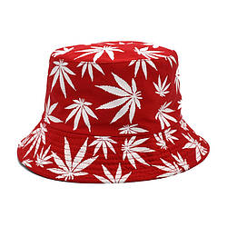 Панама Red Unisex Onesize Panama Hat With White Weed Leafs - PF1115A1