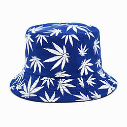 Панама Blue Unisex Onesize Panama Hat With White Cannabis Leafs - PF1117A1