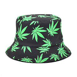 Панама Black Unisex Onesize Panama Hat With Green Weed Leafs - PF1121A1